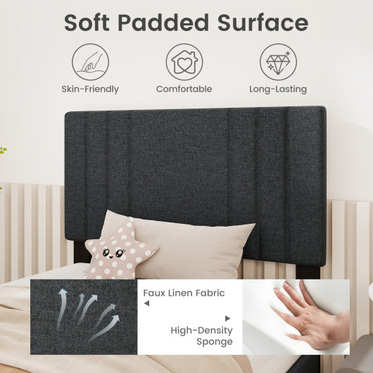 Full/Queen/Twin Size Bed Frame with Vertical Channel Tufted Headboard and Wooden Slats-Twin Size