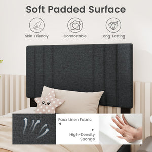 Full/Queen/Twin Size Bed Frame with Vertical Channel Tufted Headboard and Wooden Slats-Twin Size