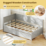 Twin Size Daybed with 2 Storage Drawers No Box Spring Needed-Gray