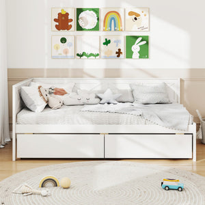 Twin Size Daybed with 2 Storage Drawers No Box Spring Needed-White