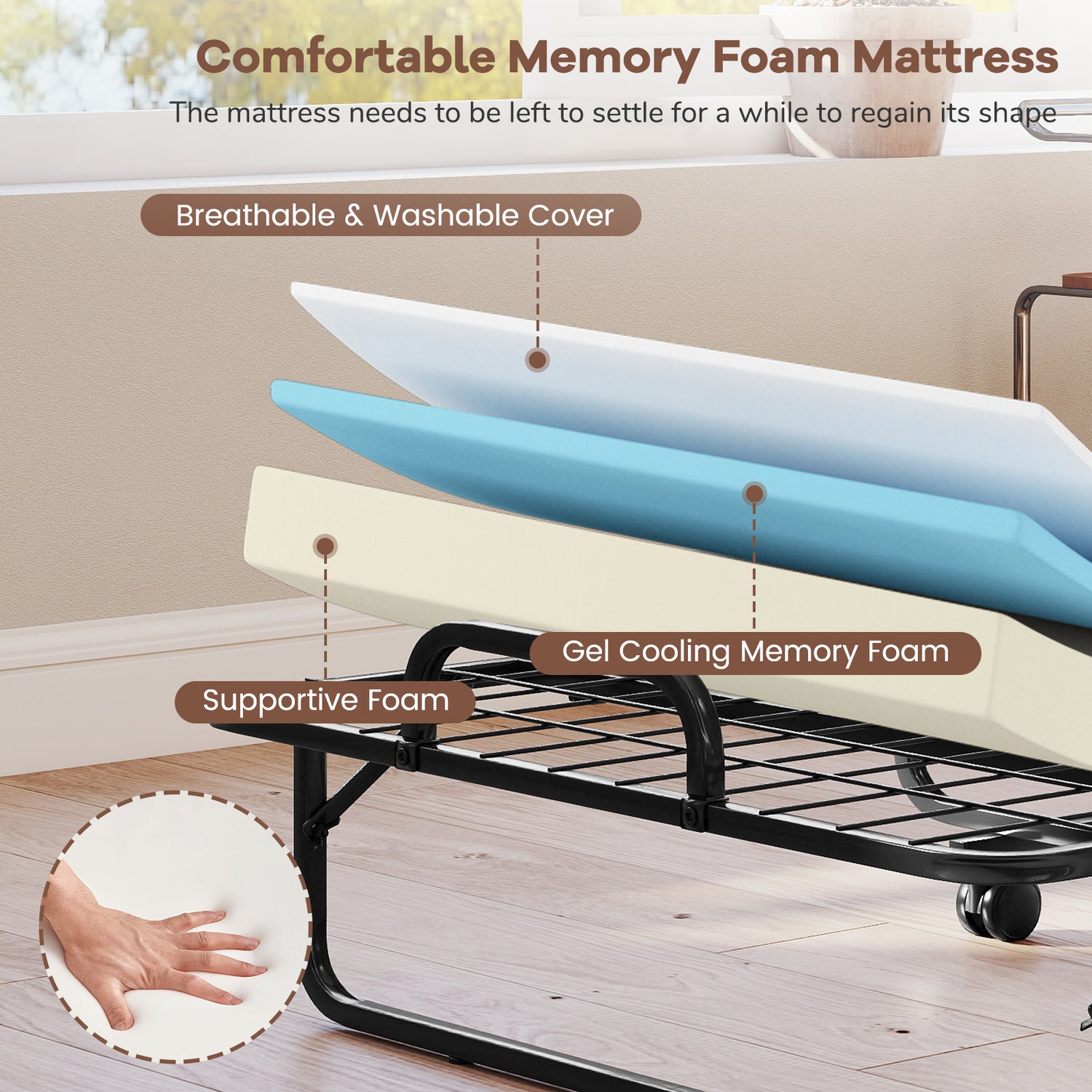 ãFree $29 Pillow with Bed Purchaseã‘Twin Size Folding Bed with 5 Inch Mattress