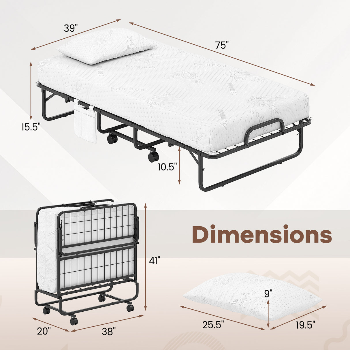ãFree $29 Pillow with Bed Purchaseã‘Twin Size Folding Bed with 5 Inch Mattress