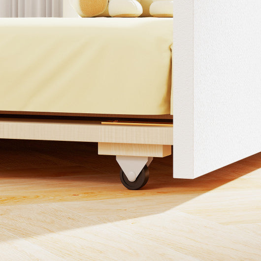 Side Table with Fabric Drawer and Carved Metal Frame for Living Room