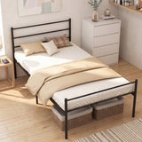 Twin Size Metal Bed Frame Platform with Headboard-Black