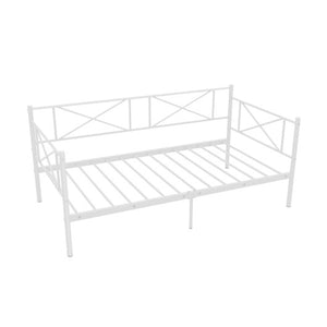 Twin Size Platform Bed with Heavy-duty Metal Slat Support-White