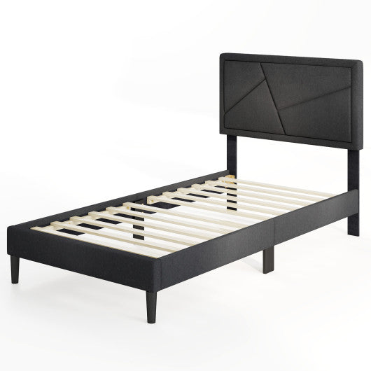 Twin/Full/Queen Size Upholstered Platform Bed Frame with High Headboard-Twin