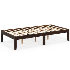 14 Inch Twin Wood Platform Bed Frame with Wooden Slats Support-Espresso
