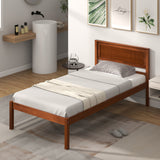 Twin/Full/Queen Size Bed Frame with Wooden Headboard and Slat Support-Twin Size