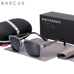 BARCUR Polarized Men’s Sunglasses – Fashionable Square Stainless Steel Frame UV400 Protection Anti-Reflective Outdoor Sports & Driving Eyewear – Original Design Casual Style with Premium Polycarbonate Lenses