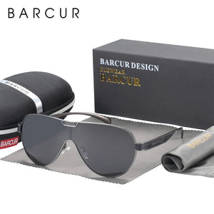 BARCUR Men's Polarized Sunglasses UV400 Protection Special-Shaped Eyewear for Men Stainless Steel Frame Eyeglasses Accessory