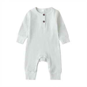 Infant Baby Boy Girl Cotton Romper Knitted Ribbed Jumpsuit Solid Clothes Warm Outfit For Kids
