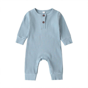 Infant Baby Boy Girl Cotton Romper Knitted Ribbed Jumpsuit Solid Clothes Warm Outfit For Kids