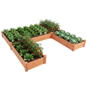 U-Shaped Wooden Garden Raised Bed for Backyard and Patio-Orange