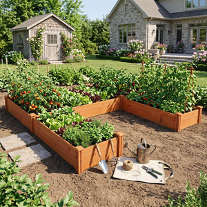 U-Shaped Wooden Garden Raised Bed for Backyard and Patio-Orange