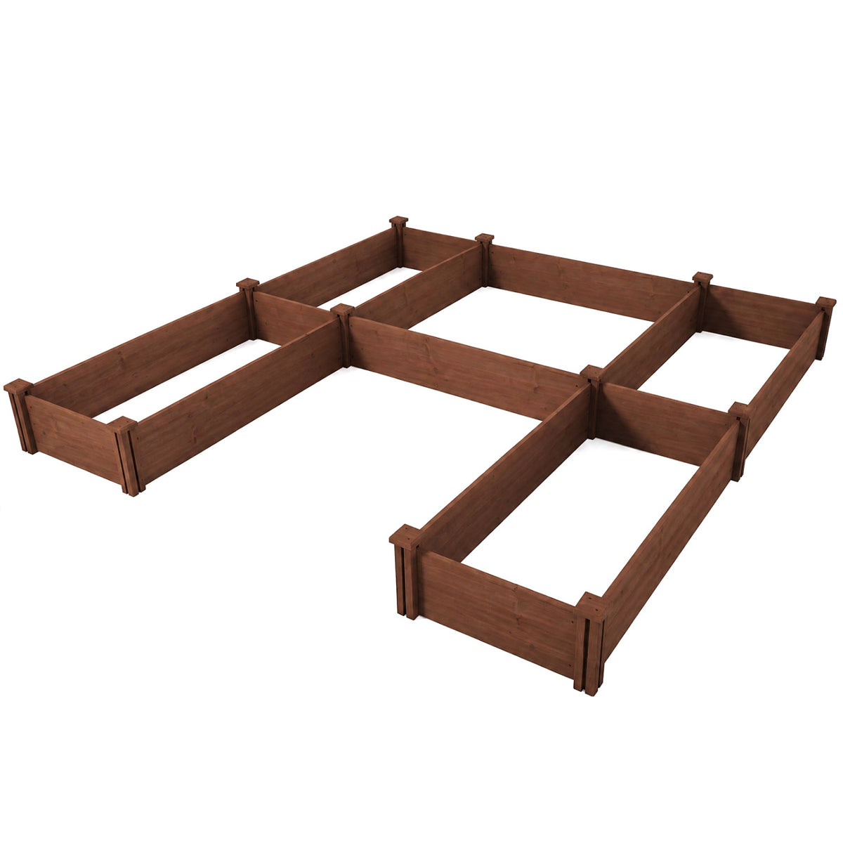 U-Shaped Wooden Garden Raised Bed for Backyard and Patio-Rustic Brown
