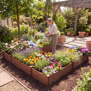 U-Shaped Wooden Garden Raised Bed for Backyard and Patio-Rustic Brown