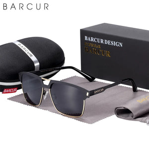BARCUR Polarized Men’s Sunglasses – Fashionable Square Stainless Steel Frame UV400 Protection Anti-Reflective Outdoor Sports & Driving Eyewear – Original Design Casual Style with Premium Polycarbonate Lenses
