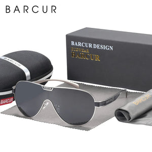 BARCUR Men's Polarized Sunglasses UV400 Protection Special-Shaped Eyewear for Men Stainless Steel Frame Eyeglasses Accessory