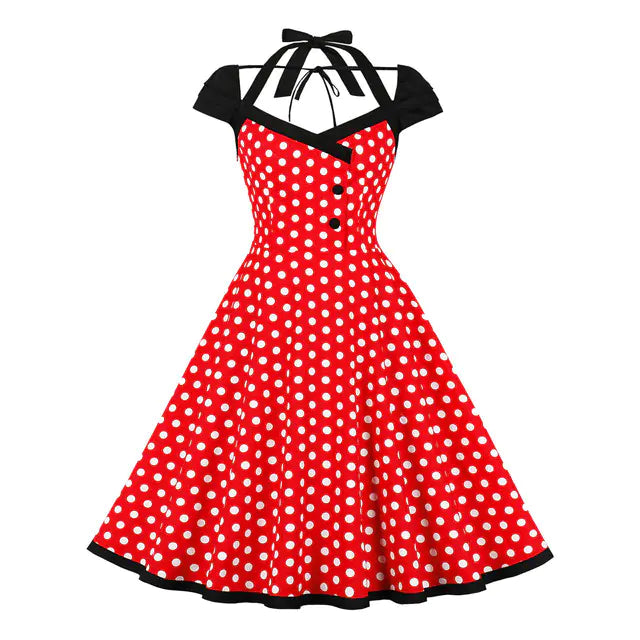 Elegant 1950s Embroidered Mesh Retro Party Dress