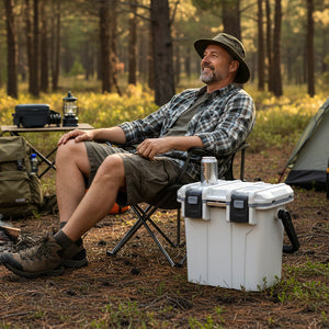 Ultra-Light Injection Molded Cooler 21 QT Hard Ice Chest-White