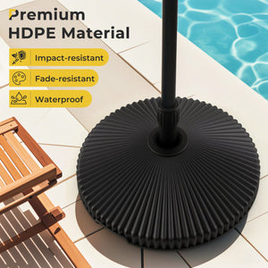 Water and Sand Filled Outdoor Umbrella Stand with Shell Texture and 3 Coupler Sizes-Black