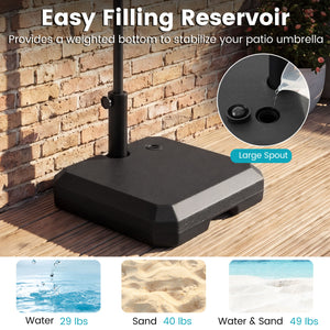 Umbrella Base for Half Patio Umbrellas 48.5 lbs Water & Sand Fillable Umbrella Stand