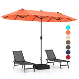 13 Feet Double-Sided Patio Twin Table Umbrella with Crank Handle-Orange