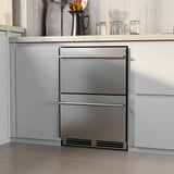 24 Inch Under Counter Dual Drawer Fridge with 37 „‰-64 „‰ Temperature Range-Silver