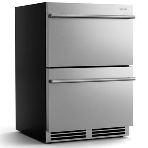 24 Inch Under Counter Dual Drawer Fridge with 37 „‰-64 „‰ Temperature Range-Silver