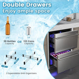 24 Inch Under Counter Dual Drawer Fridge with 37 „‰-64 „‰ Temperature Range-Silver