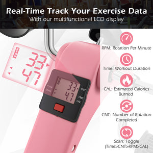 Under Desk Exercise Bike Pedal Exerciser with LCD Display for Legs and Arms Workout-Pink