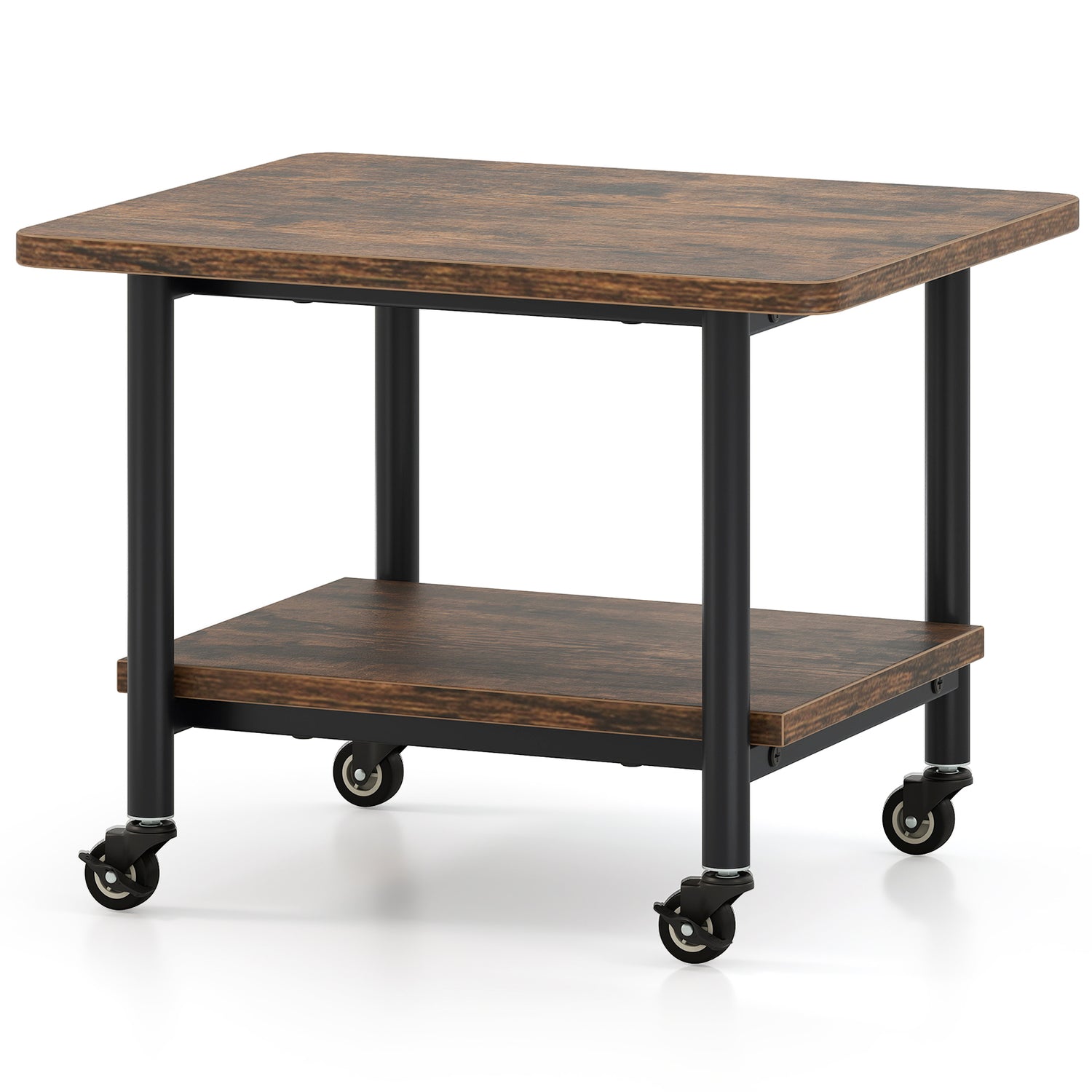 Under Desk Printer Stand with 360 ° Swivel Casters-Brown