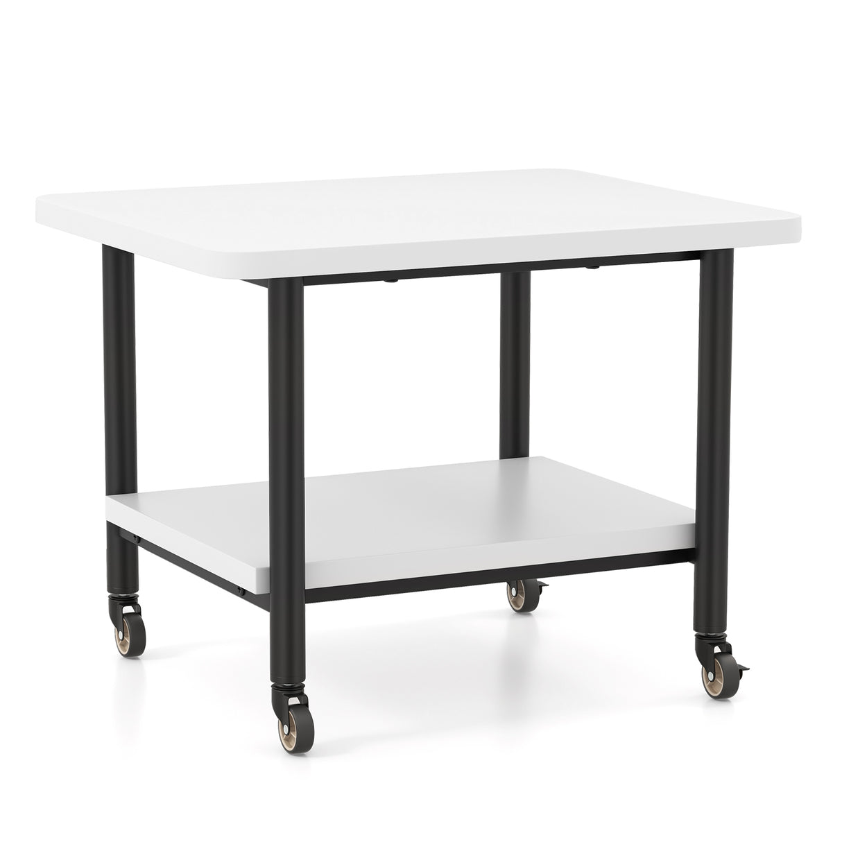 Under Desk Printer Stand with 360 ° Swivel Casters-White