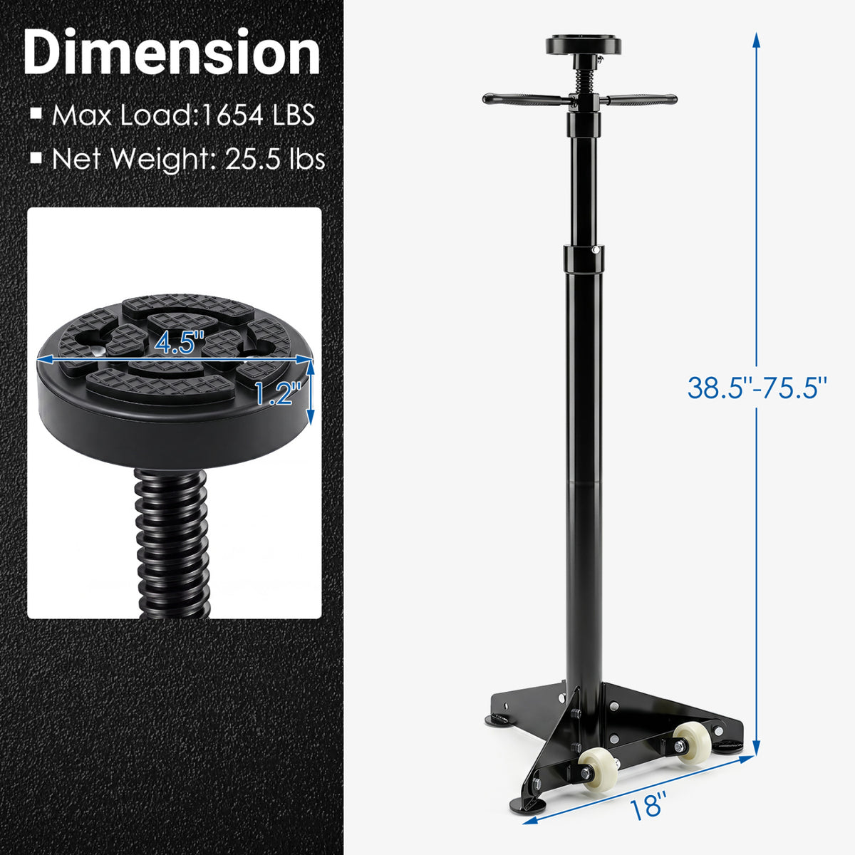 Underhoist Support Stand for Vehicle Components Support-Black