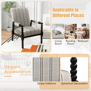 Upholstered Accent Chair with Rubber Wood Frame for Living Room-Beige