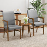 Upholstered Accent Chairs Set of 2 with High Back and Solid Wooden Frame-Gray