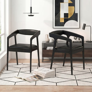 Upholstered Armchairs Set of 2 with Cozy Backrest and Padded Seat Cushion-Black