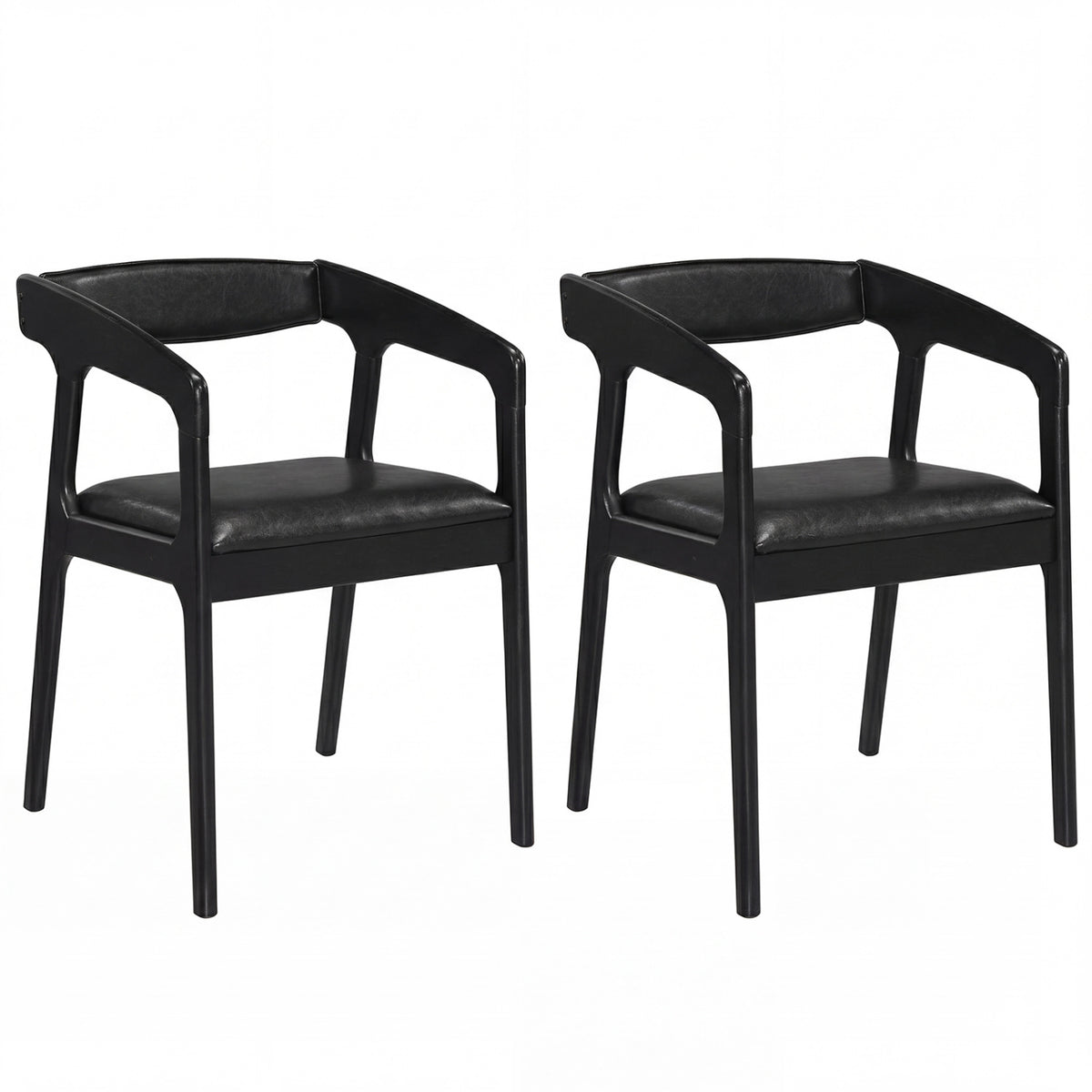 Upholstered Armchairs Set of 2 with Cozy Backrest and Padded Seat Cushion-Black