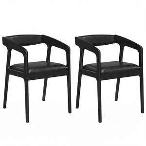 Upholstered Armchairs Set of 2 with Cozy Backrest and Padded Seat Cushion-Black