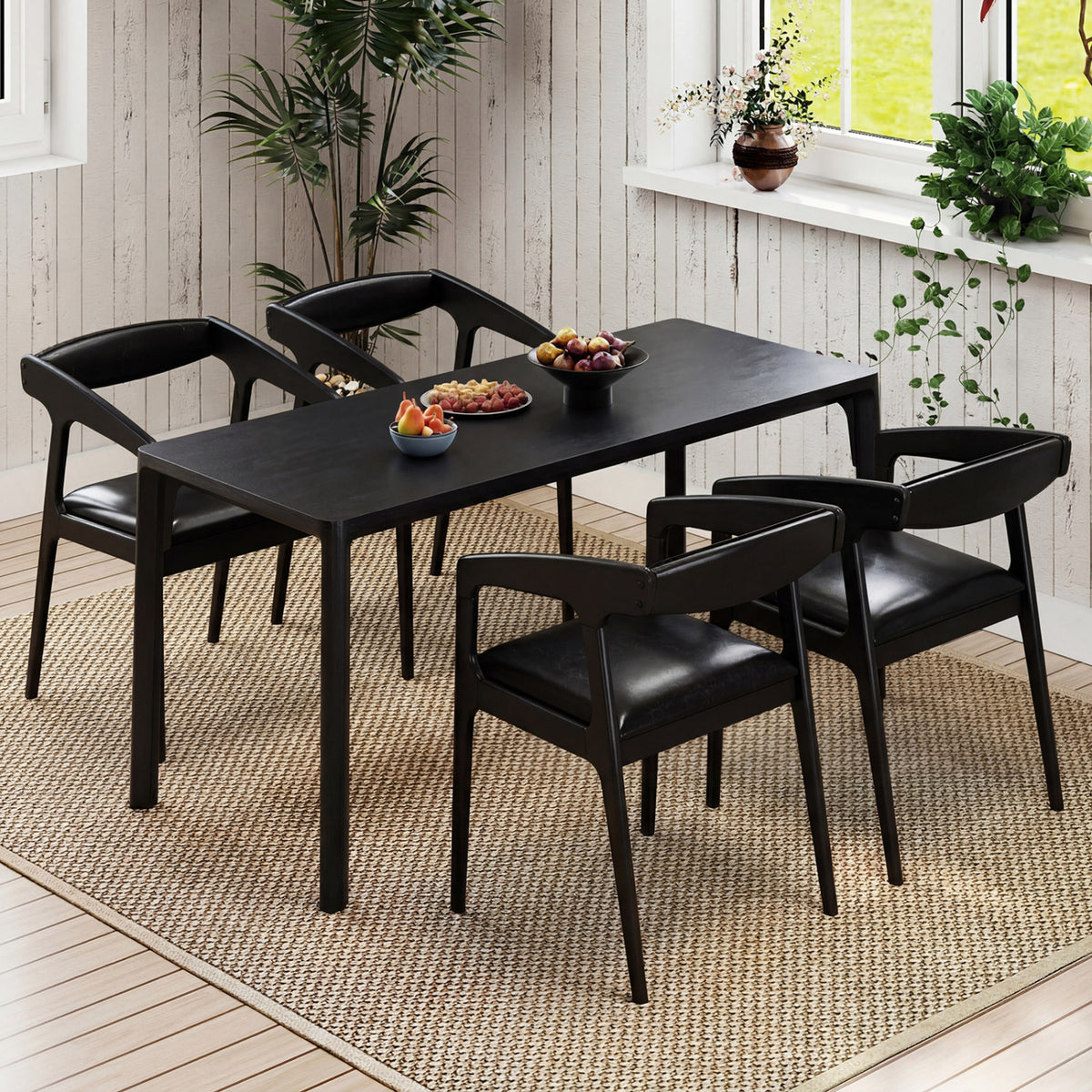 Upholstered Armchairs Set of 2 with Cozy Backrest and Padded Seat Cushion-Black