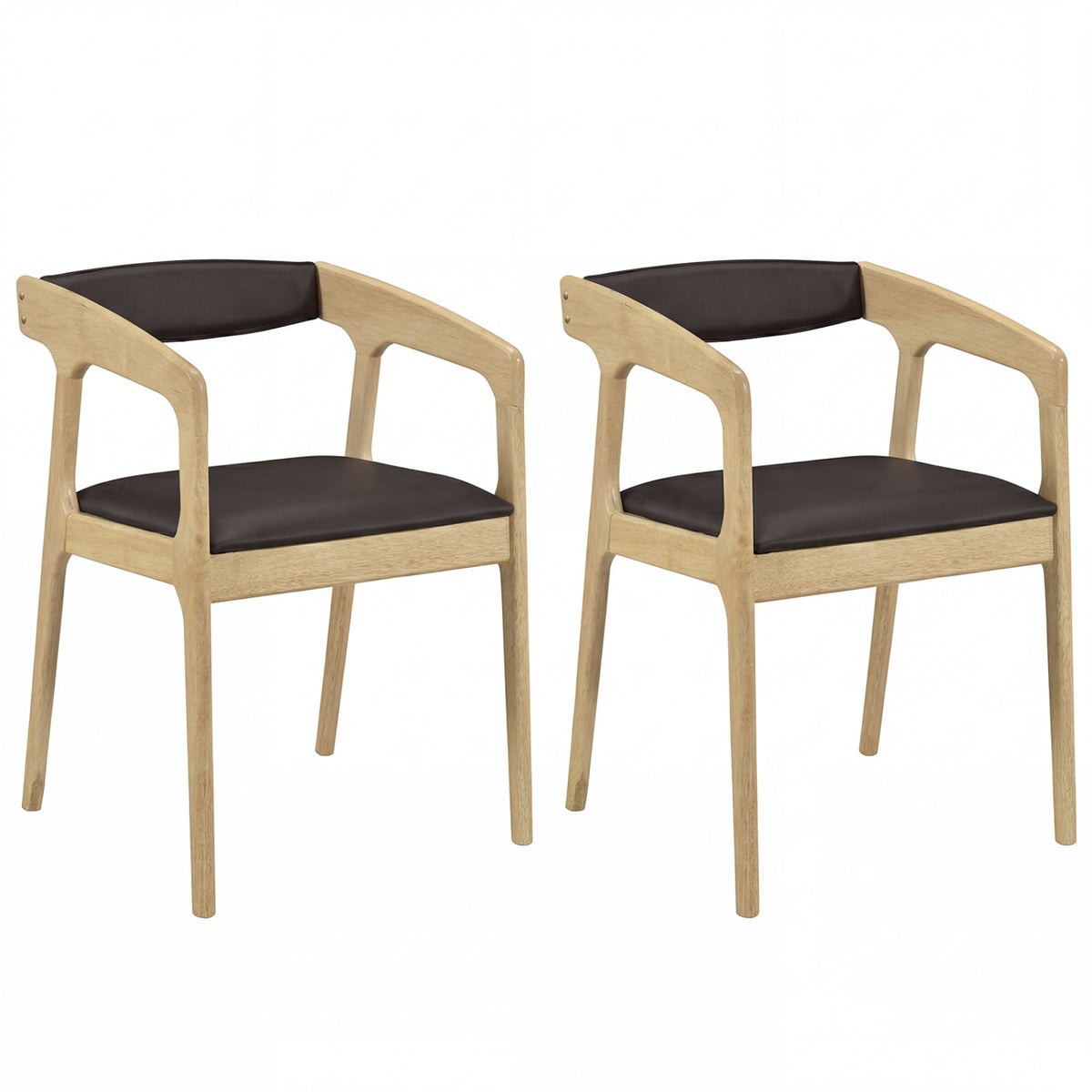 Upholstered Armchairs Set of 2 with Cozy Backrest and Padded Seat Cushion-Natural
