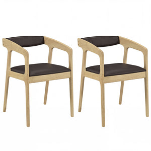 Upholstered Armchairs Set of 2 with Cozy Backrest and Padded Seat Cushion-Natural
