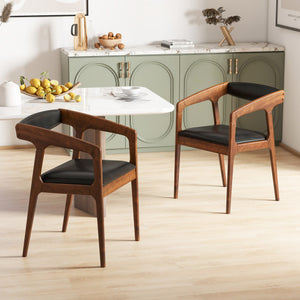 Upholstered Armchairs Set of 2 with Cozy Backrest and Padded Seat Cushion-Brown