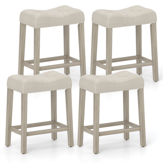 Set of 4 Upholstered Counter Height Bar Stool with Curved Saddle-Seat-Gray