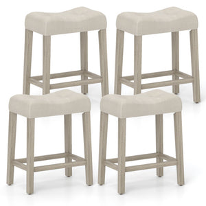 Set of 4 Upholstered Counter Height Bar Stool with Curved Saddle-Seat-Gray