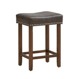 24 Inch Upholstered PU Leather Bar Stools Set of 2-Gray