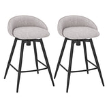 Upholstered Bar Stools Set of 2 with Footrest and Backrest-Gray