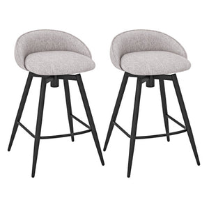 Upholstered Bar Stools Set of 2 with Footrest and Backrest-Gray