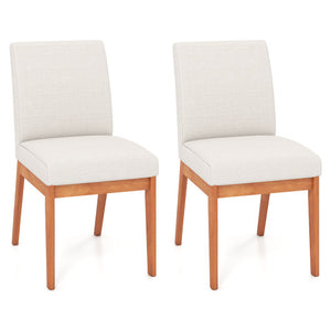 Upholstered Dining Chairs Set of 2 Kitchen Armless Side Chairs with Rubber Wood Legs-Beige