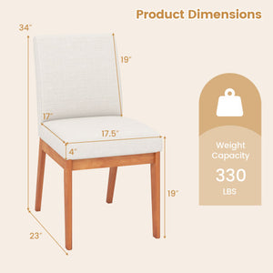Upholstered Dining Chairs Set of 2 Kitchen Armless Side Chairs with Rubber Wood Legs-Beige